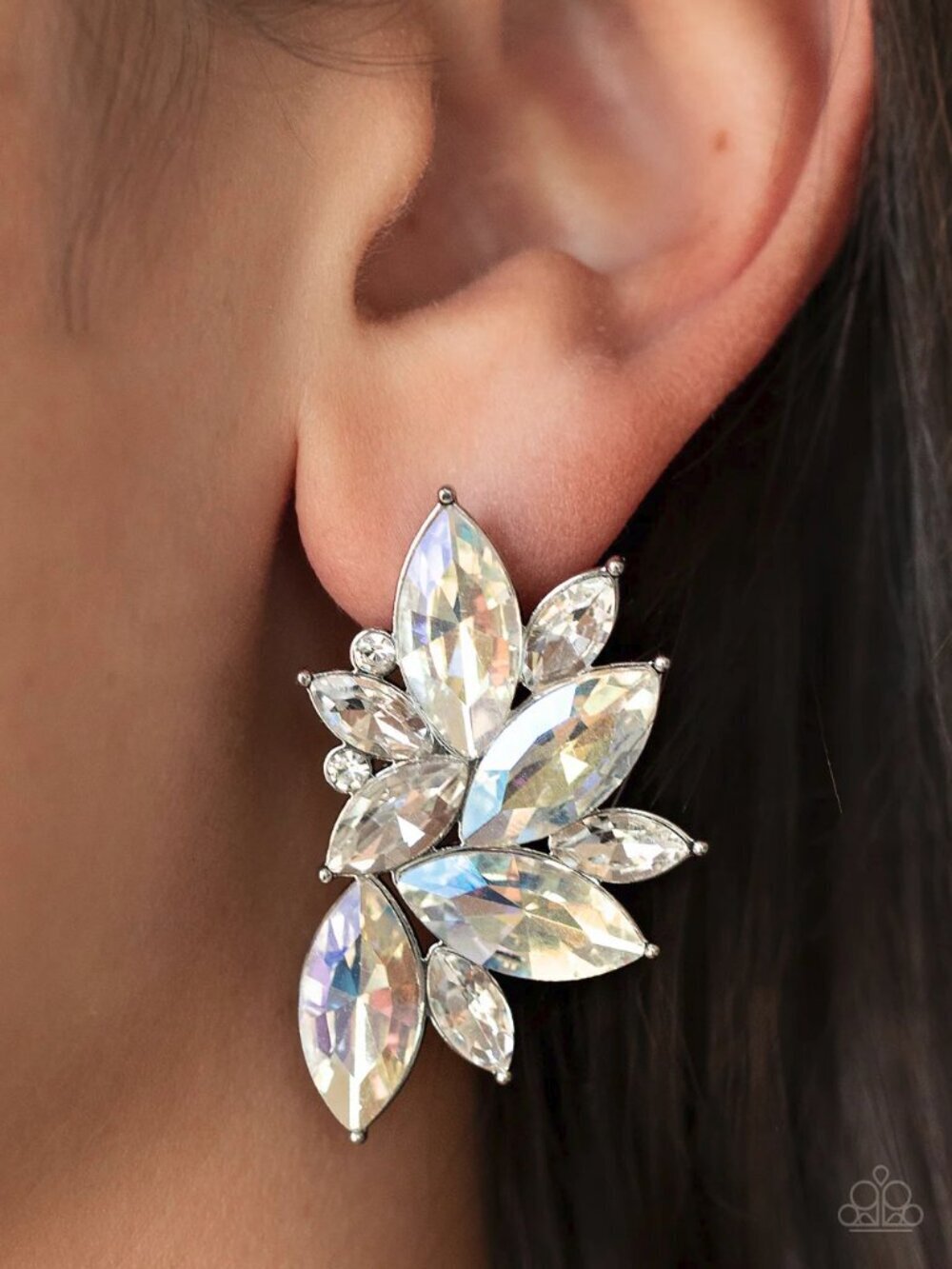 Paparazzi Jewelry Accessories - Instant Iridescence - White Earrings - Vintage